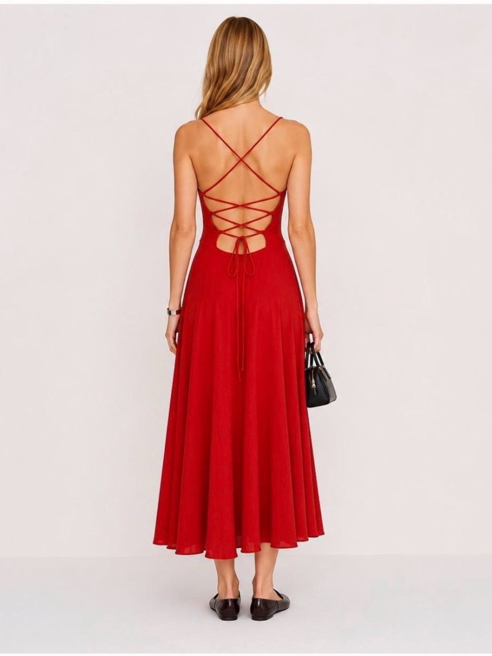 REVOLVE Red Crisscross Lace-Up Back Midi Dress